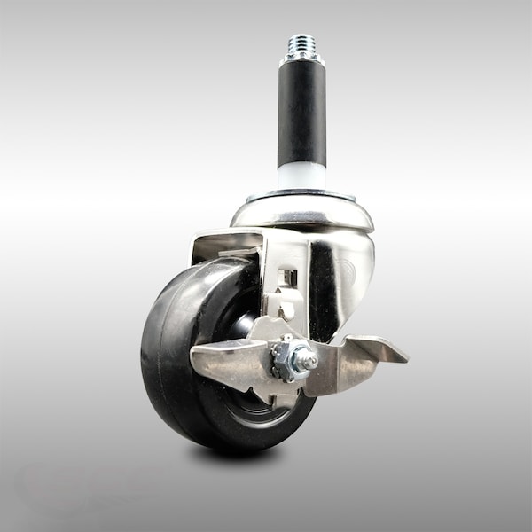 Service Caster 3 Inch 316SS Soft Rubber Wheel Swivel 7/8 Inch Expanding Stem Caster Brake SCC SCC-SS316EX20S314-SRS-TLB-78 - main